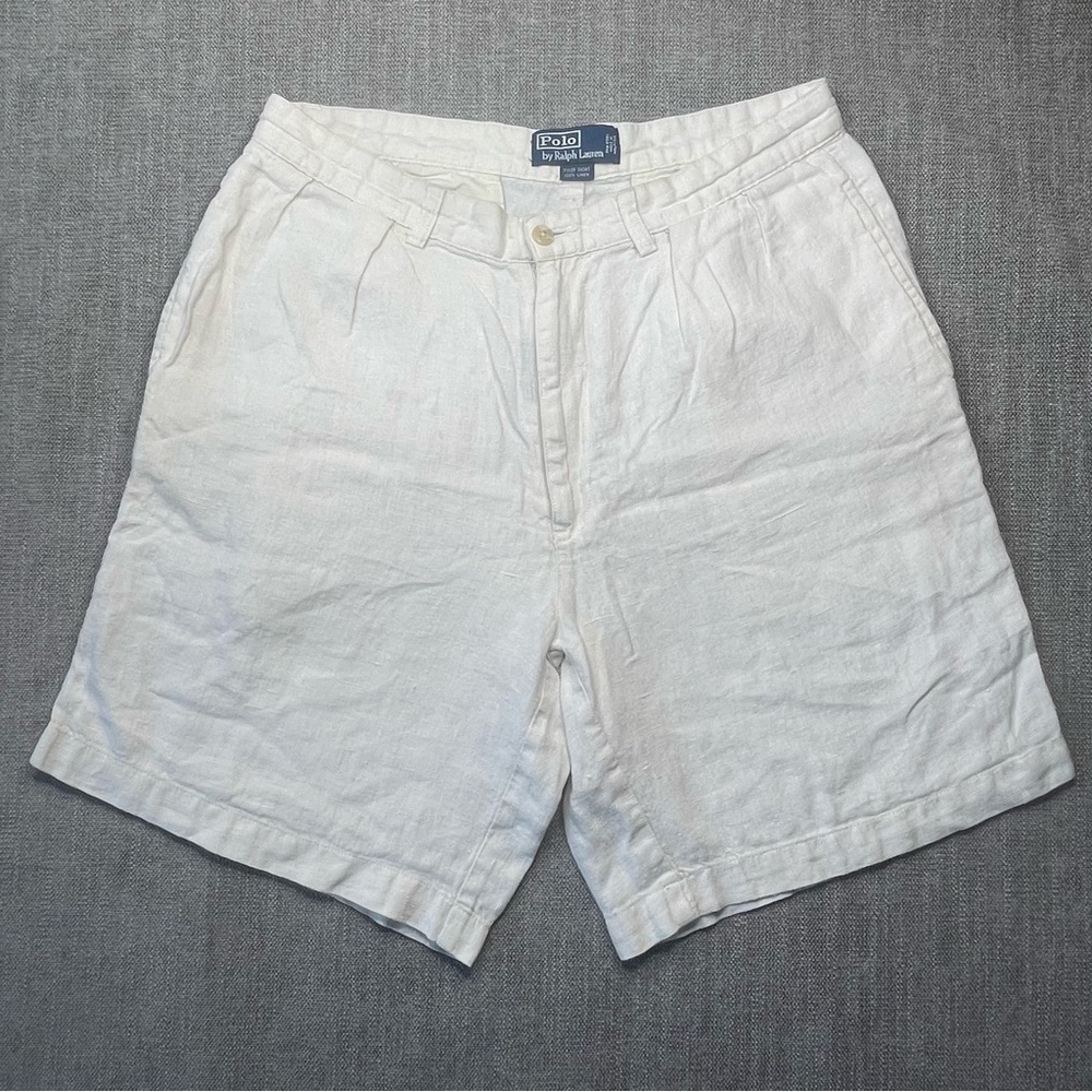 Polo Ralph Lauren Ivory White Linen Tyler Shorts Summer Coastal size 33